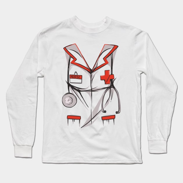 Nurse Costume - Cool Profession Design Medicine Nurse Long Sleeve T-Shirt by Popculture Tee Collection